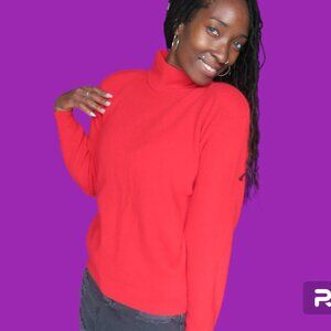 Christopher Sport lambswool angora rabbit hair sweater with shoulder pads in red